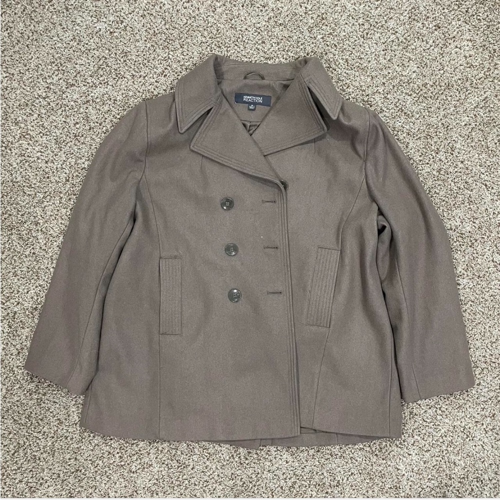 Kenneth Cole Reaction Gray Wool Collared Peacoat Size 2XL
